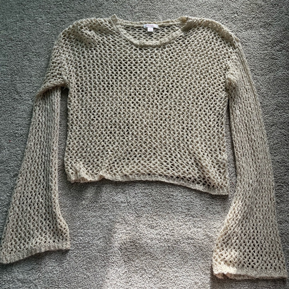 Xhilaration Cream Seethrough Knit Long Sleeve